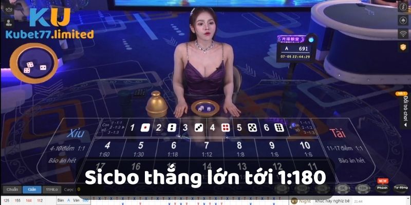 Sicbo thắng lớn lên tới 1:180