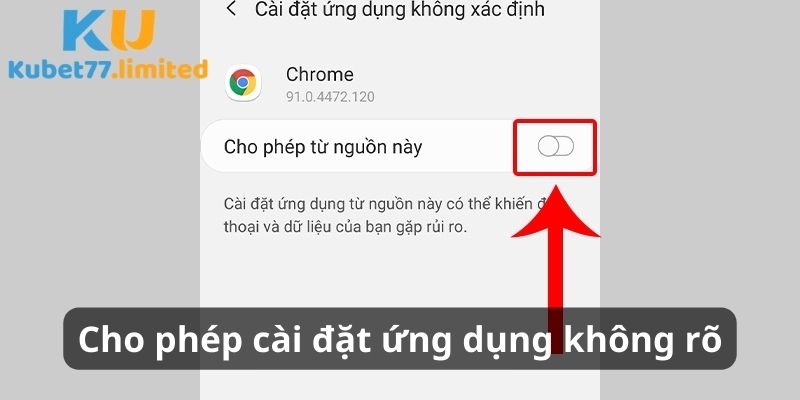 Cho phép cài đặt ứng dụng không rõ nguồn gốc