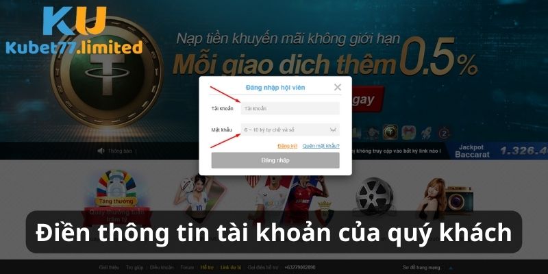 Điền đầy đủ thông tin đăng nhập