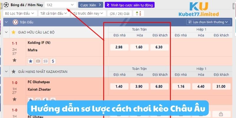 Hướng dẫn sơ lược cách chơi kèo Châu Âu
